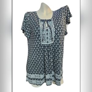 Dalia, Women's Black and White Patterned Top